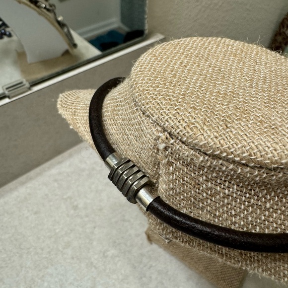 substantial sterling silver amethyst Druzy  Heart leather choker - Picture 5 of 7